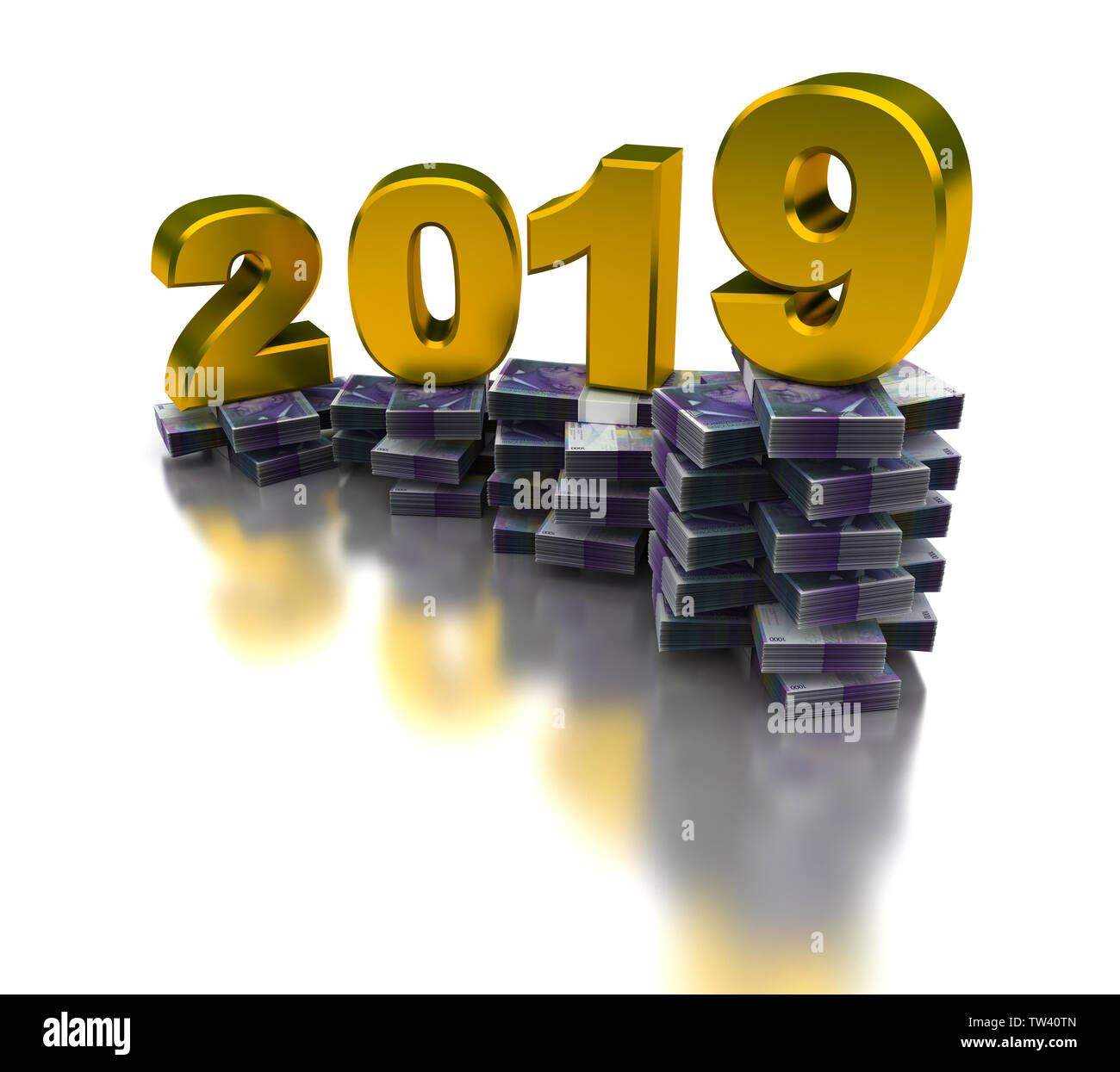 Crescente economia Svizzera 2019 (isolato su sfondo bianco) Foto Stock