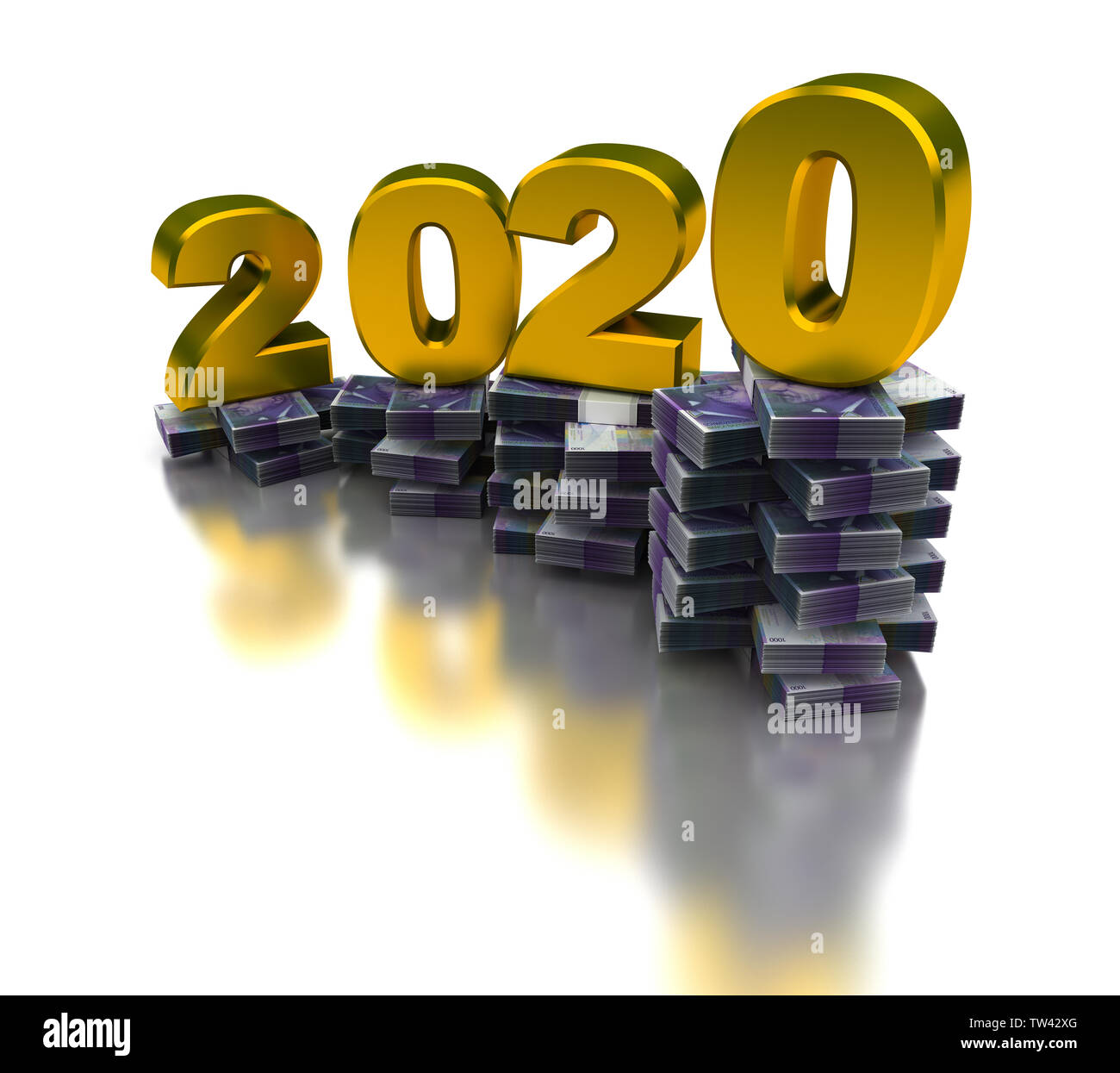 Crescente economia Svizzera 2020 (isolato su sfondo bianco) Foto Stock