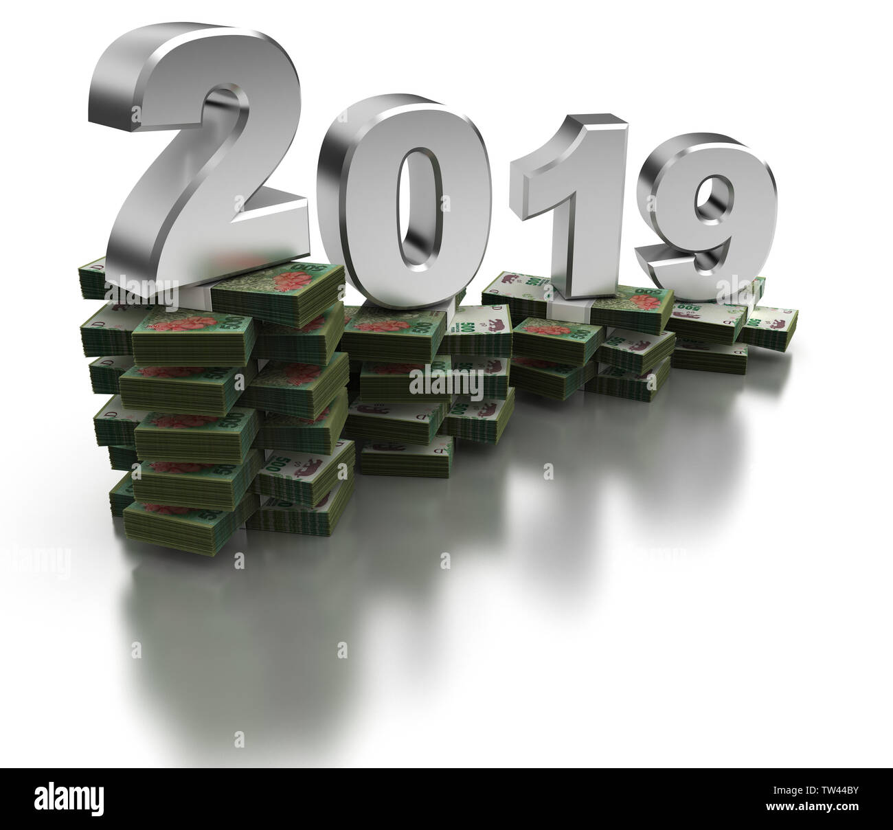 Cattiva economia Argentina 2019 (isolato su sfondo bianco) Foto Stock