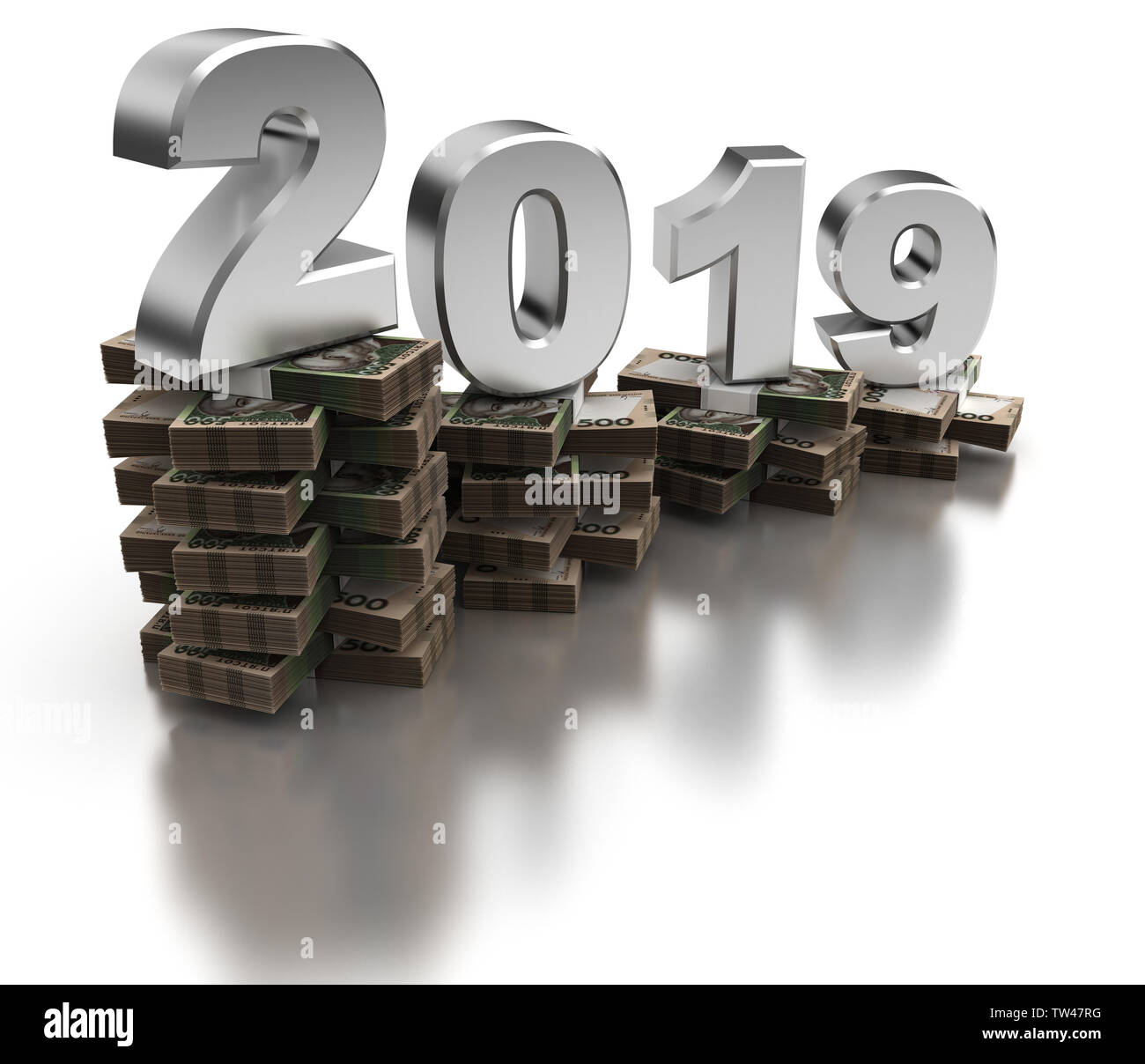 Cattiva economia ucraina 2019 (isolato su sfondo bianco) Foto Stock