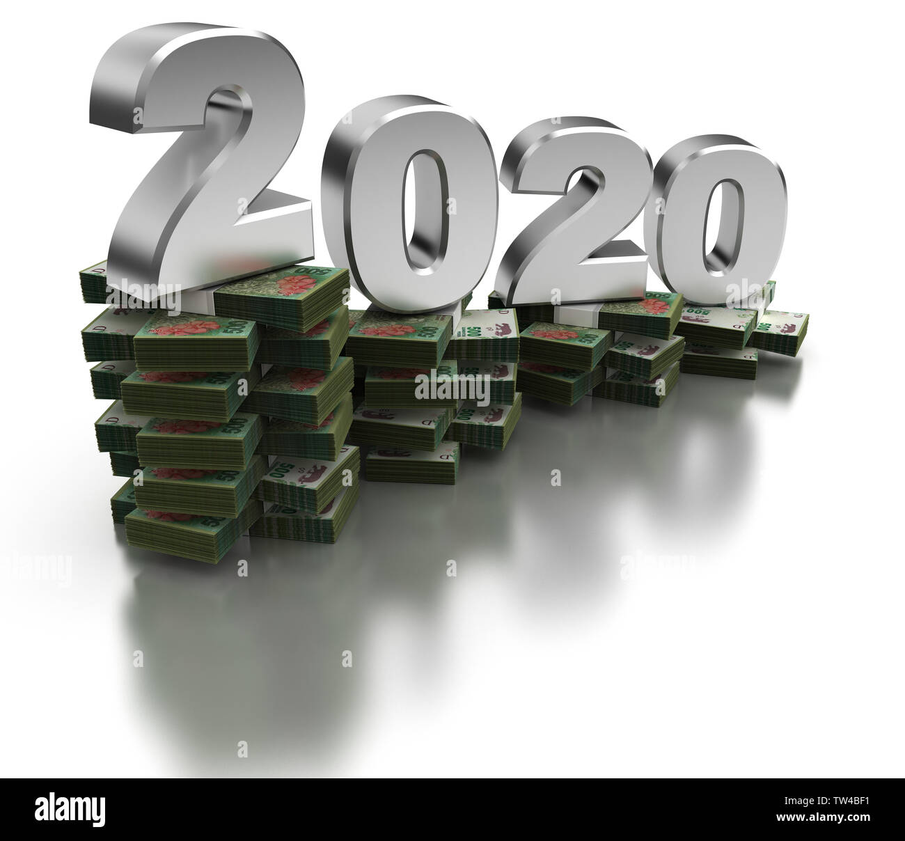 Cattiva economia Argentina 2020 (isolato su sfondo bianco) Foto Stock