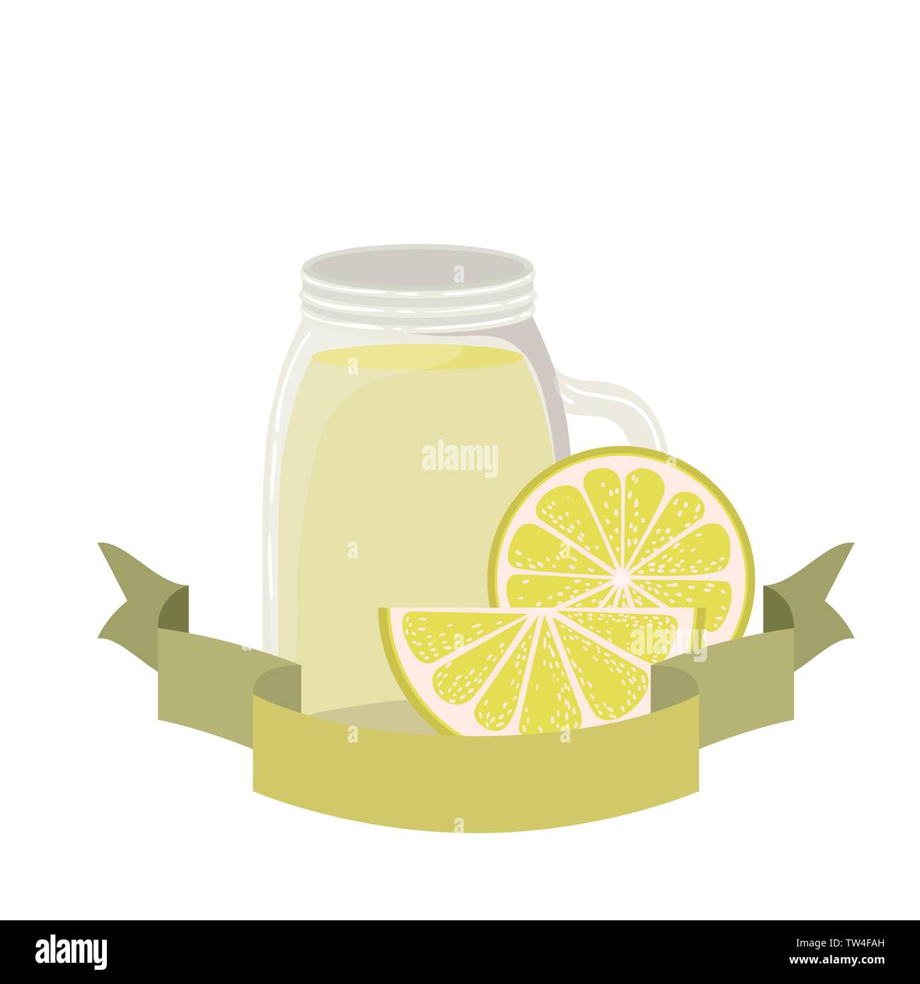 Vetro con limone e drink di paglia Illustrazione Vettoriale