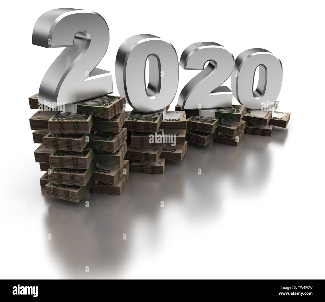 Cattiva economia ucraina 2020 (isolato su sfondo bianco) Foto Stock