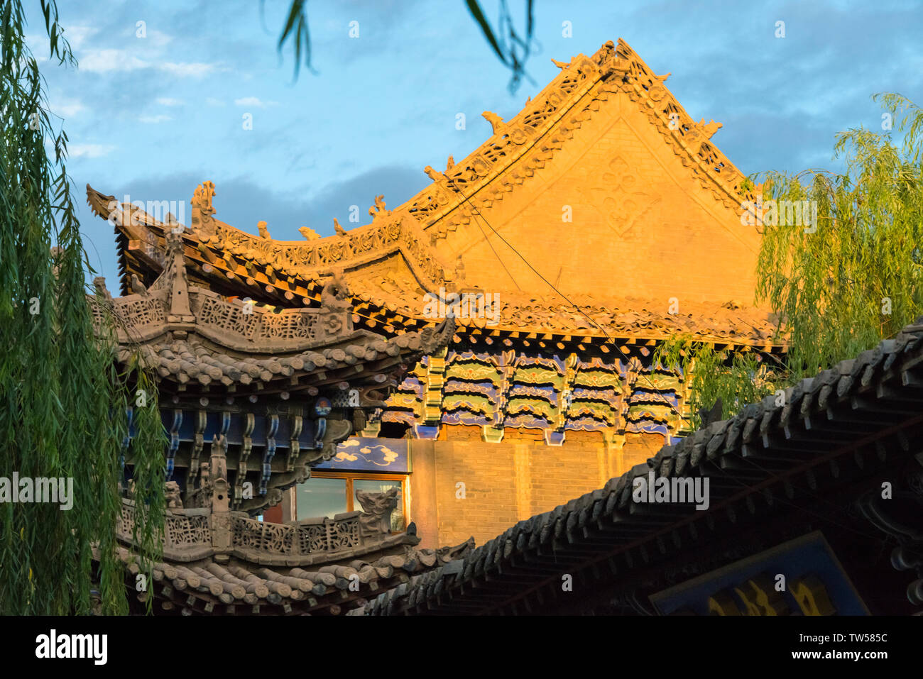 Dettagli architettonici di Dafo (Grande Buddha) Tempio, Zhangye, provincia di Gansu, Cina Foto Stock