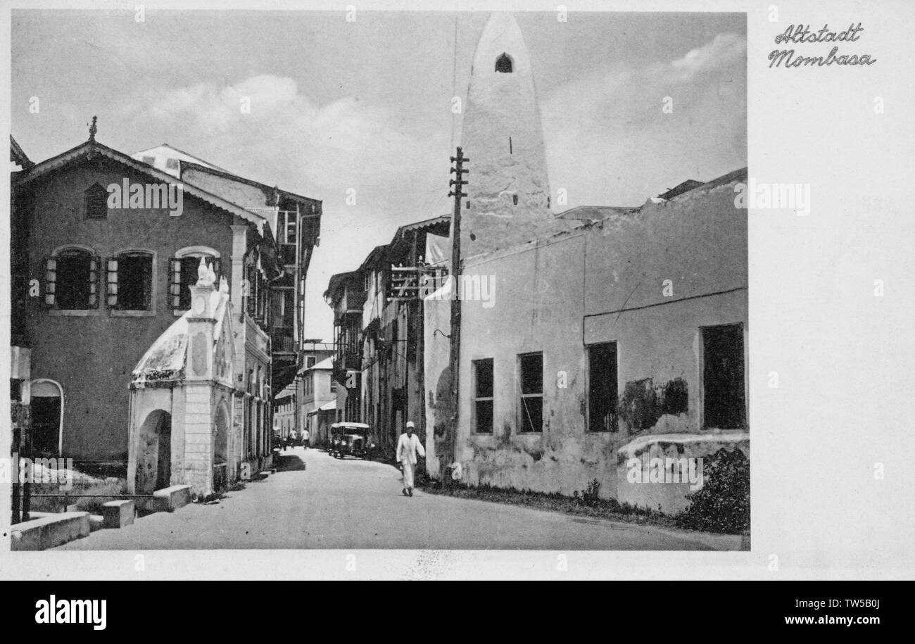 Altstadt, Mombasa Kenya, Africa, vecchia cartolina. Foto Stock