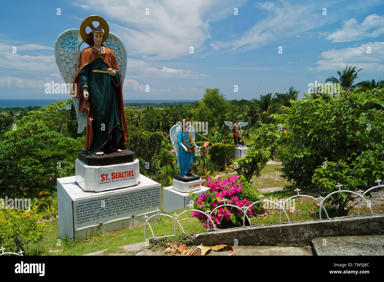 Il Sud Est asiatico,Filippine,Metro Cebu,Carcar City,Theotokos Santuario,l'Arcangelo statue Foto Stock