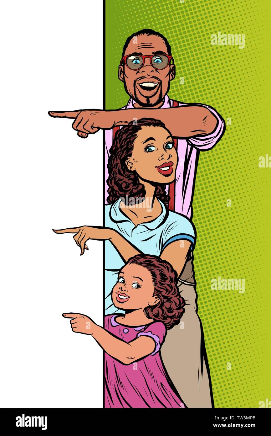 Annuncio pubblicitario. Famiglia americana africana Illustrazione Vettoriale