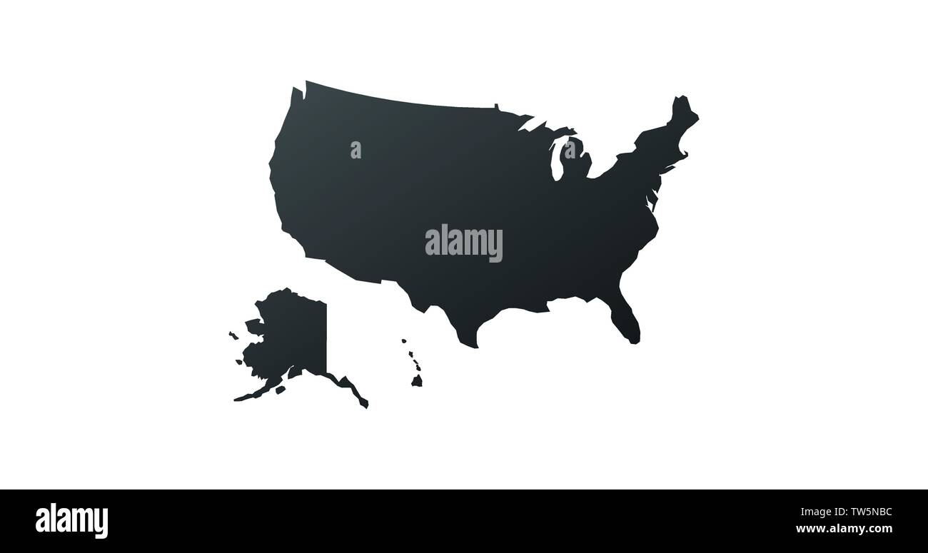 Stati Uniti d'America Stati Uniti icona mappa Mappa silhouette. Illustrazione di vettore isolato su sfondo bianco. Illustrazione Vettoriale