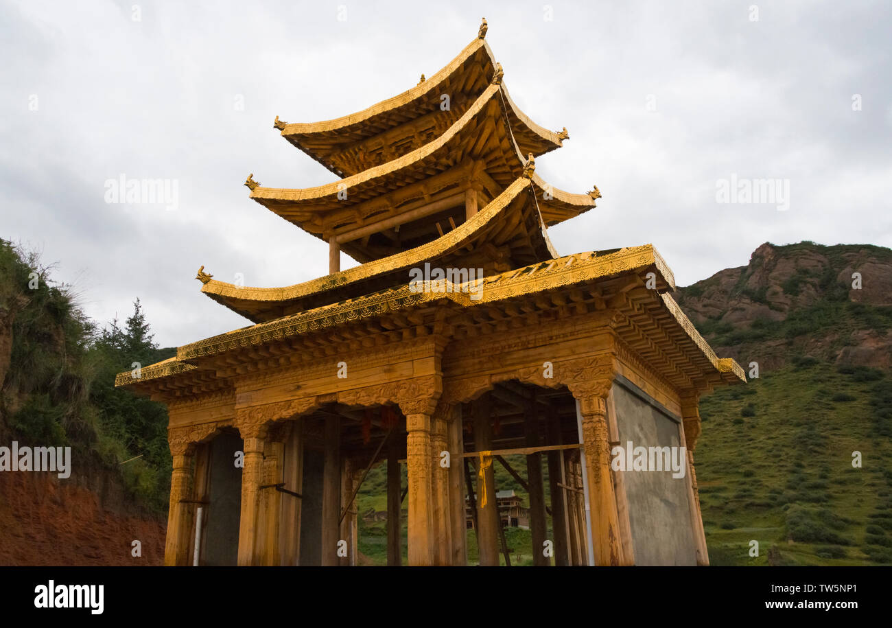 Il rinnovamento di tempio, Tempio di Mati Scenic Area, Zhangye, provincia di Gansu, Cina Foto Stock