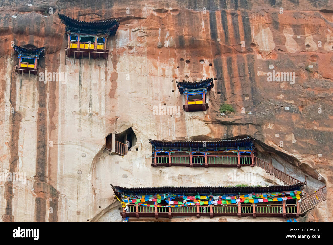 33-Grotte del tempio Puguang, Tempio di Mati Scenic Area, Zhangye, provincia di Gansu, Cina Foto Stock