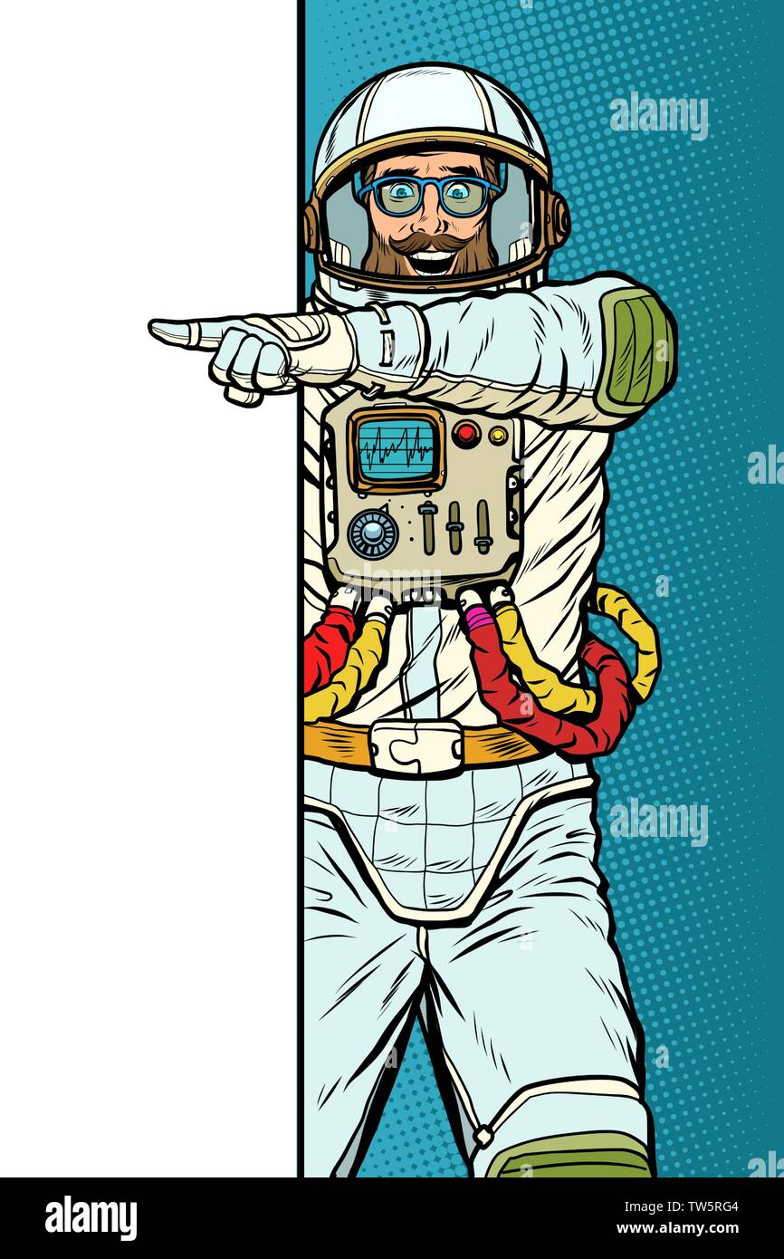 L'uomo astronauta. Punto di spazio copia poster Illustrazione Vettoriale