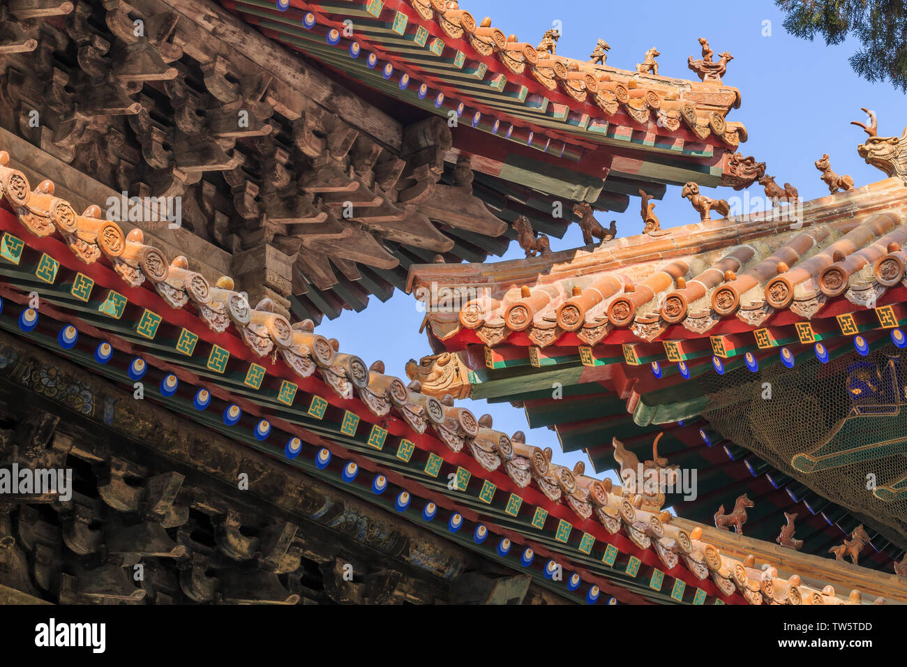 L'antico padiglione tablet del Tempio di Confucio in Qufu, Provincia di Shandong Foto Stock