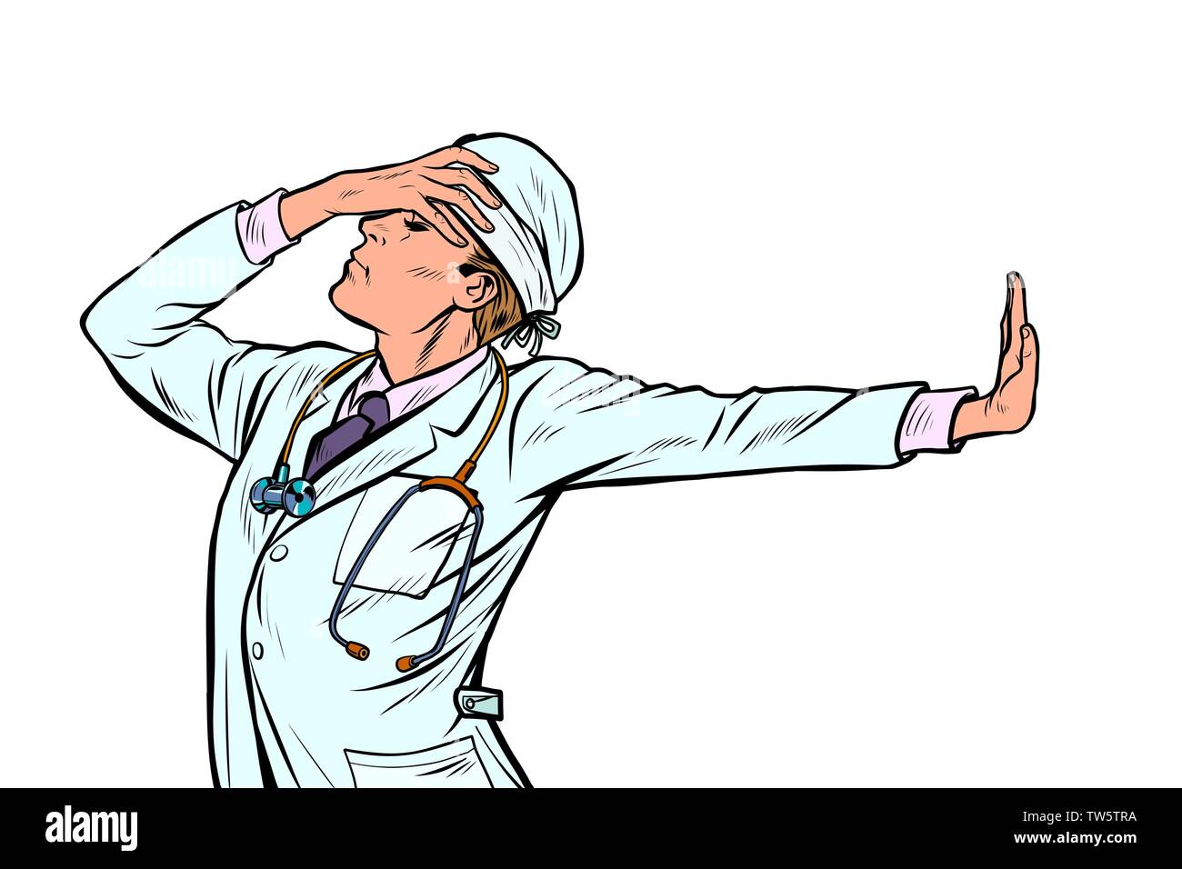 Medico di Medicina uomo. vergogna negazione gesto n. Illustrazione Vettoriale