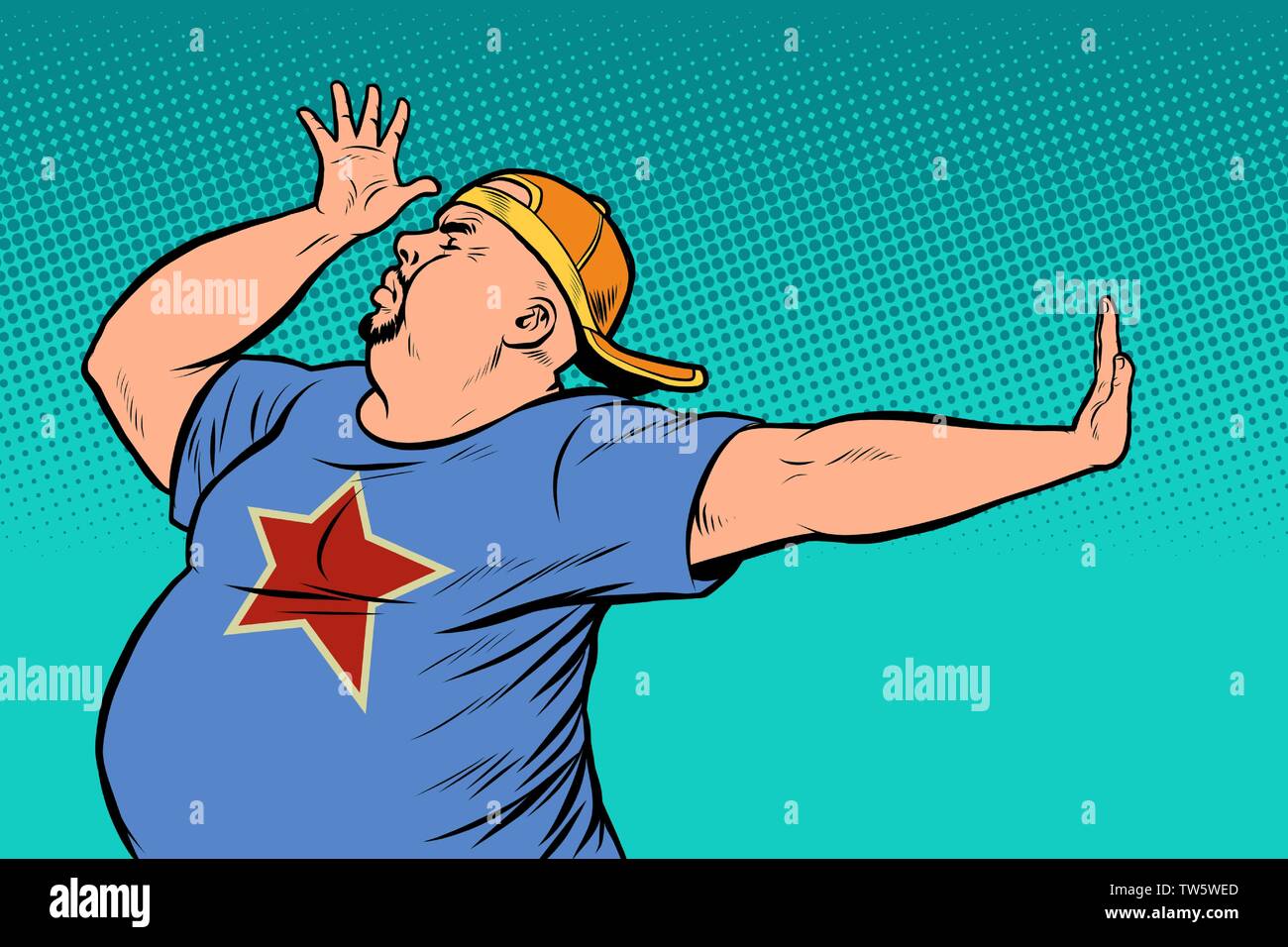 Fat man. gesto no, vergogna Illustrazione Vettoriale