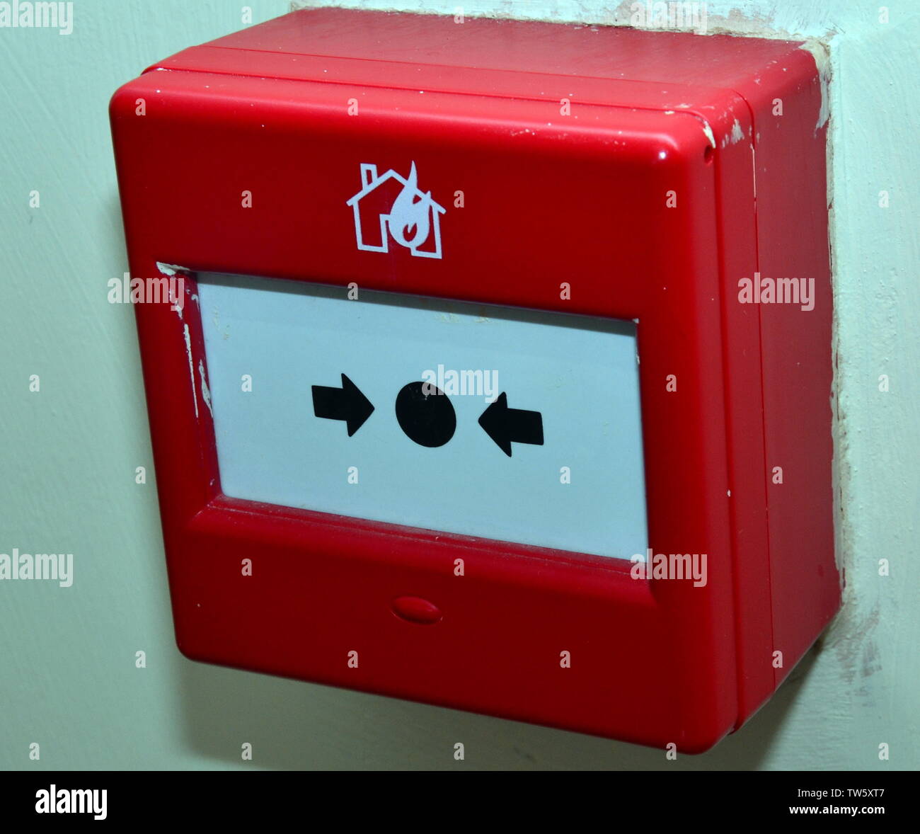 Un break-vetro allarme antincendio Foto Stock