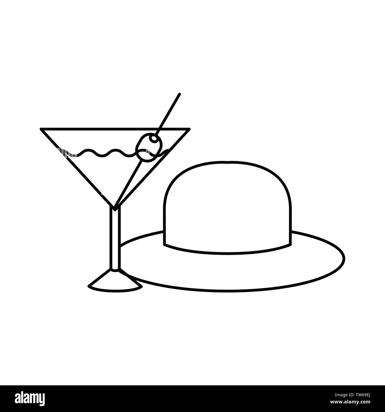 Silhouette di cocktail su sfondo bianco Illustrazione Vettoriale