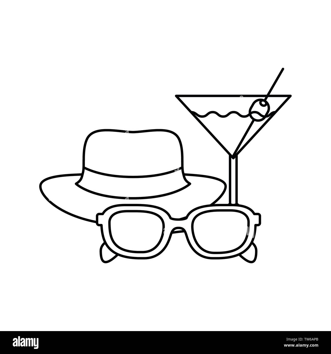 Silhouette di cocktail su sfondo bianco Illustrazione Vettoriale