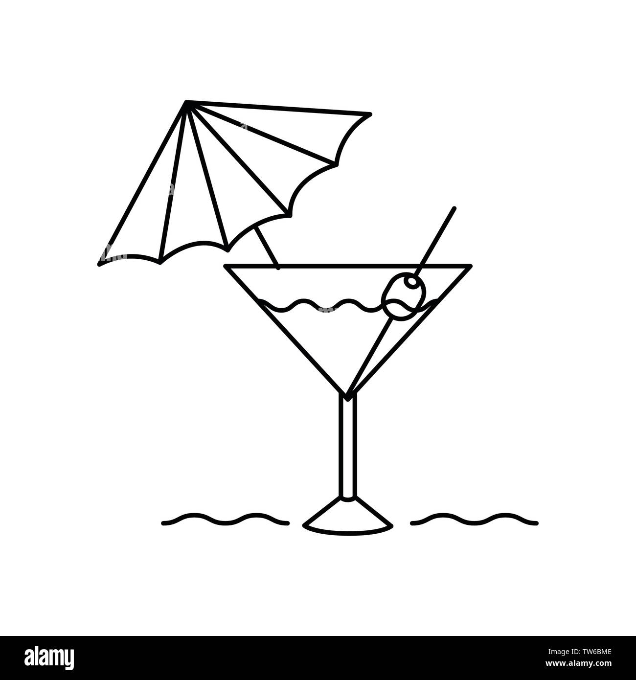 Silhouette di cocktail su sfondo bianco Illustrazione Vettoriale