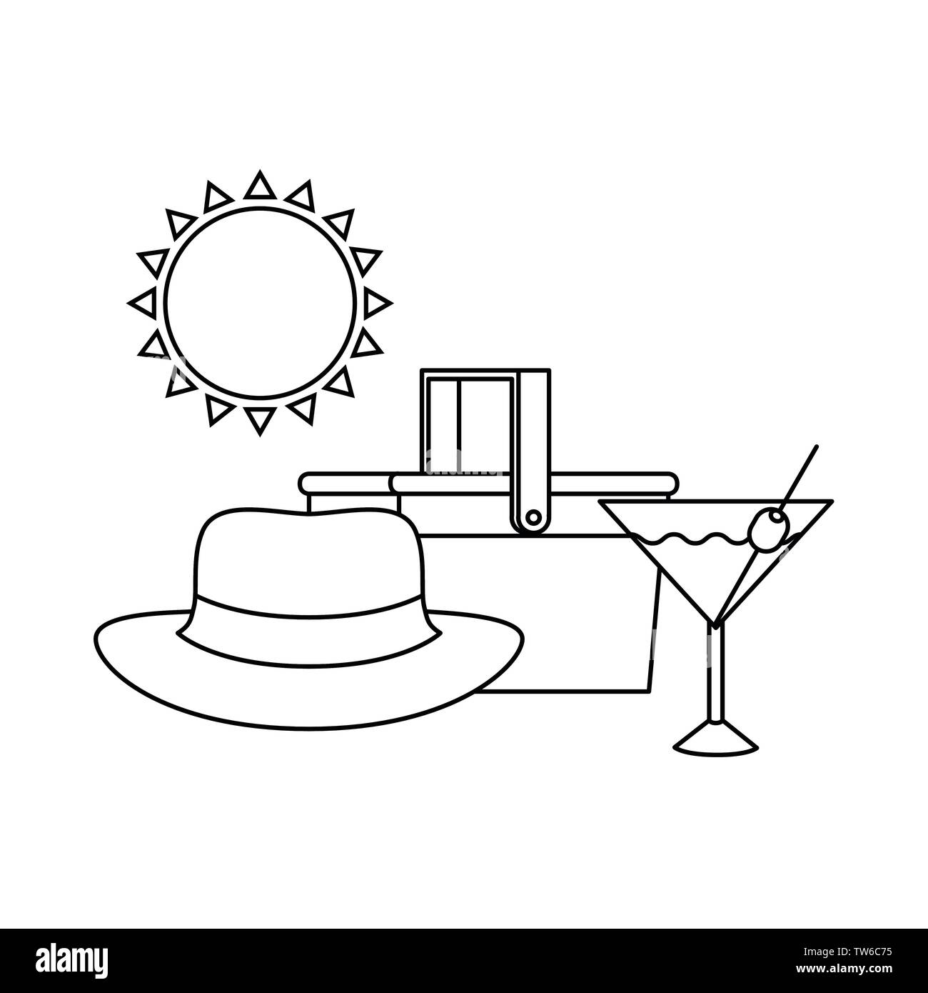 Silhouette di cocktail su sfondo bianco Illustrazione Vettoriale