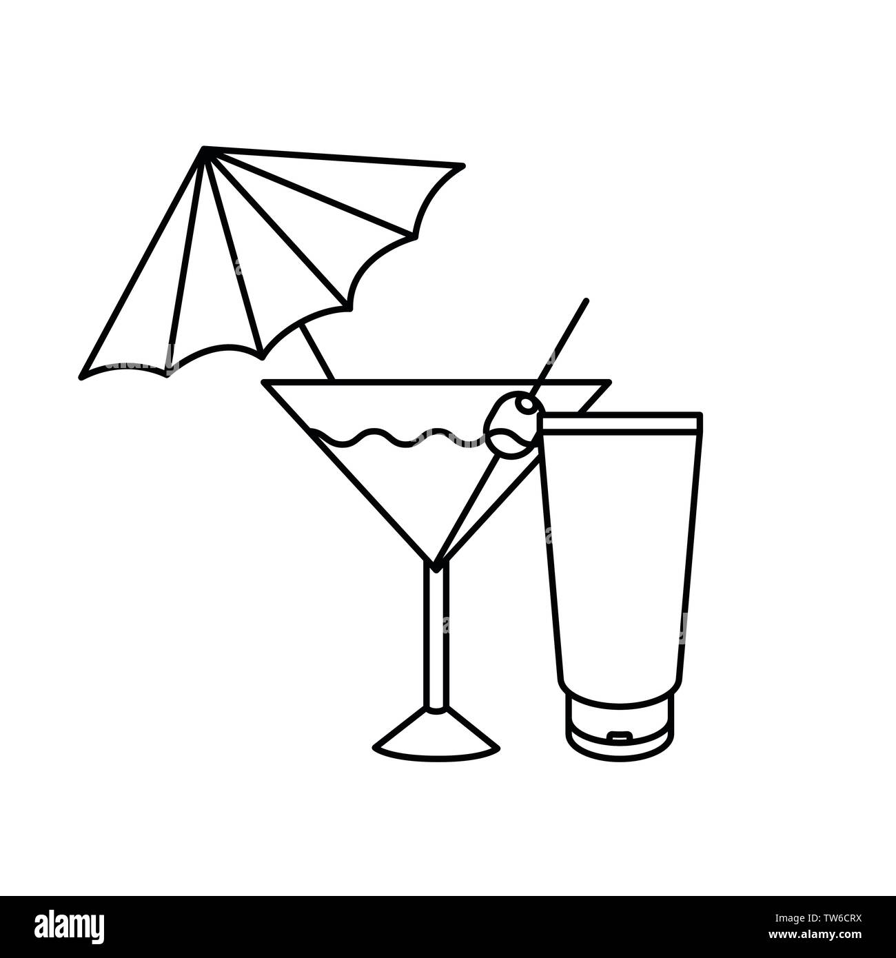 Silhouette di cocktail su sfondo bianco Illustrazione Vettoriale
