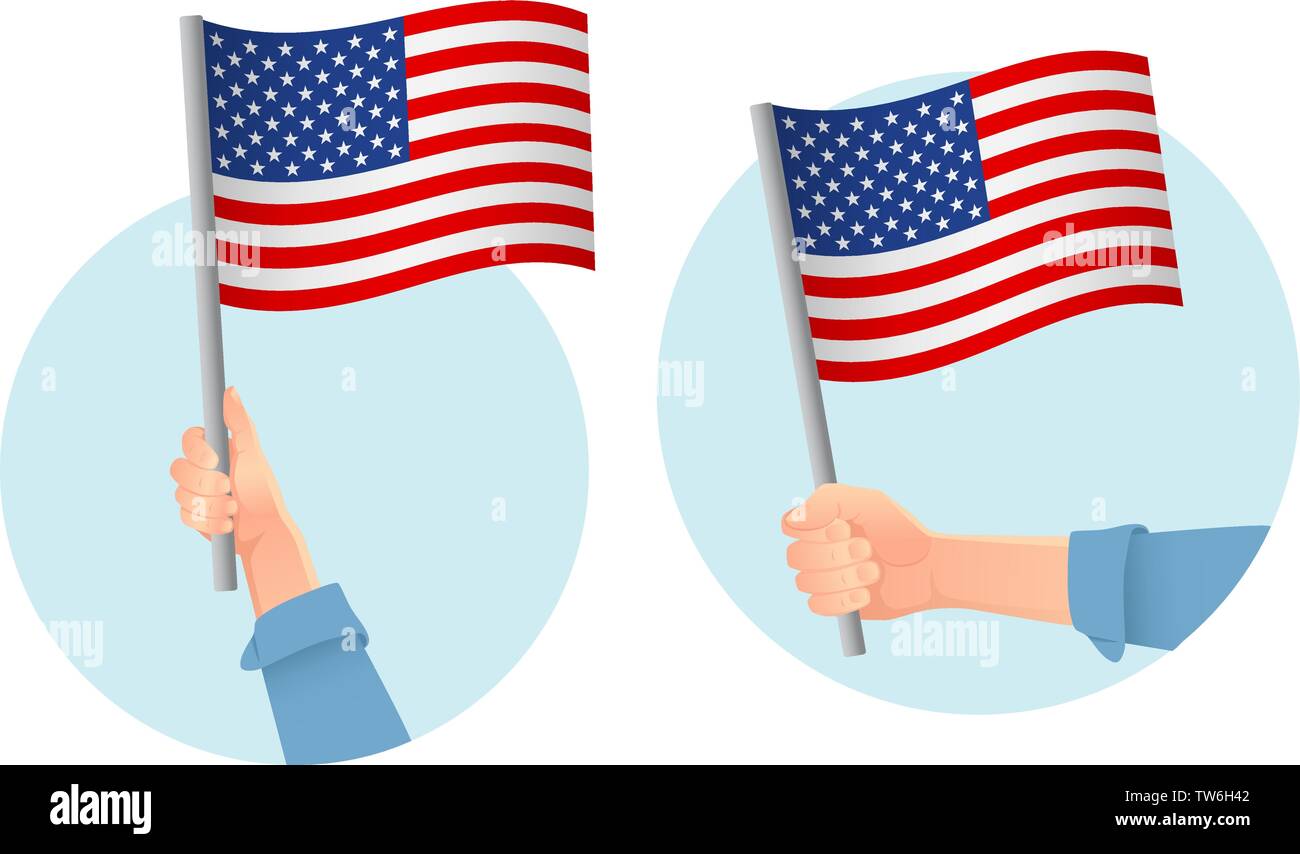 Stati Uniti bandiera in icona mano Illustrazione Vettoriale