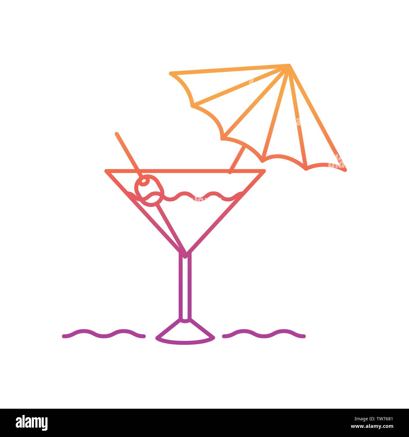 Silhouette di cocktail su sfondo bianco Illustrazione Vettoriale