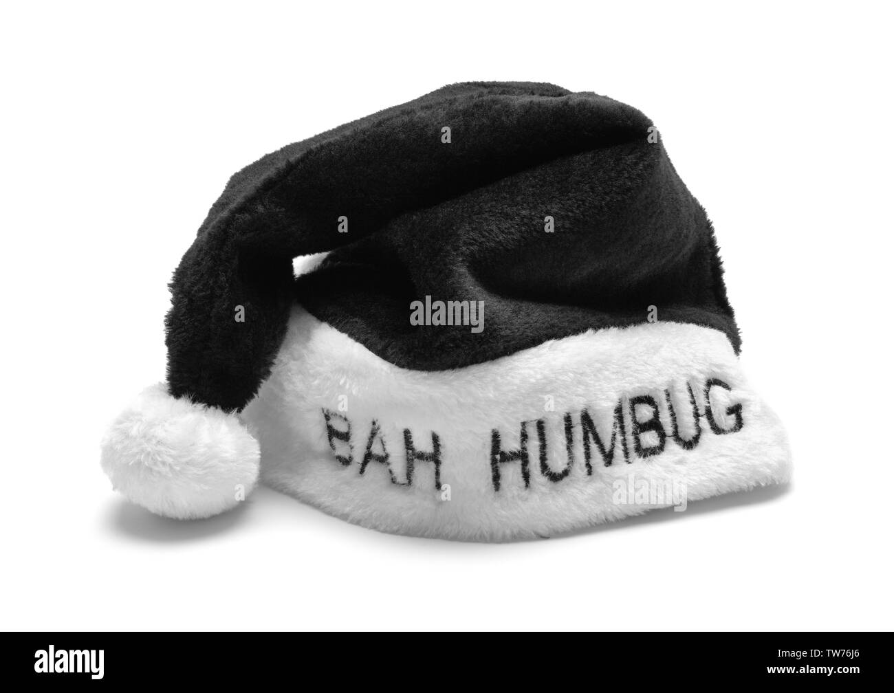In bianco e nero di Santa Hat isolato su bianco. Foto Stock