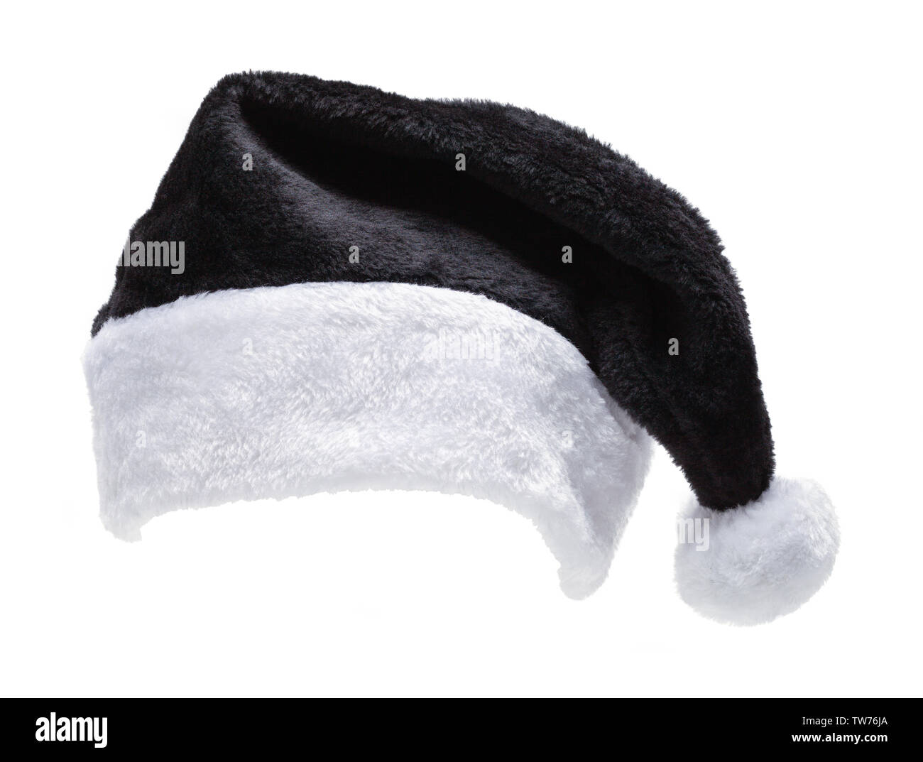 In bianco e nero di Santa Hat vista frontale tagliato fuori. Foto Stock