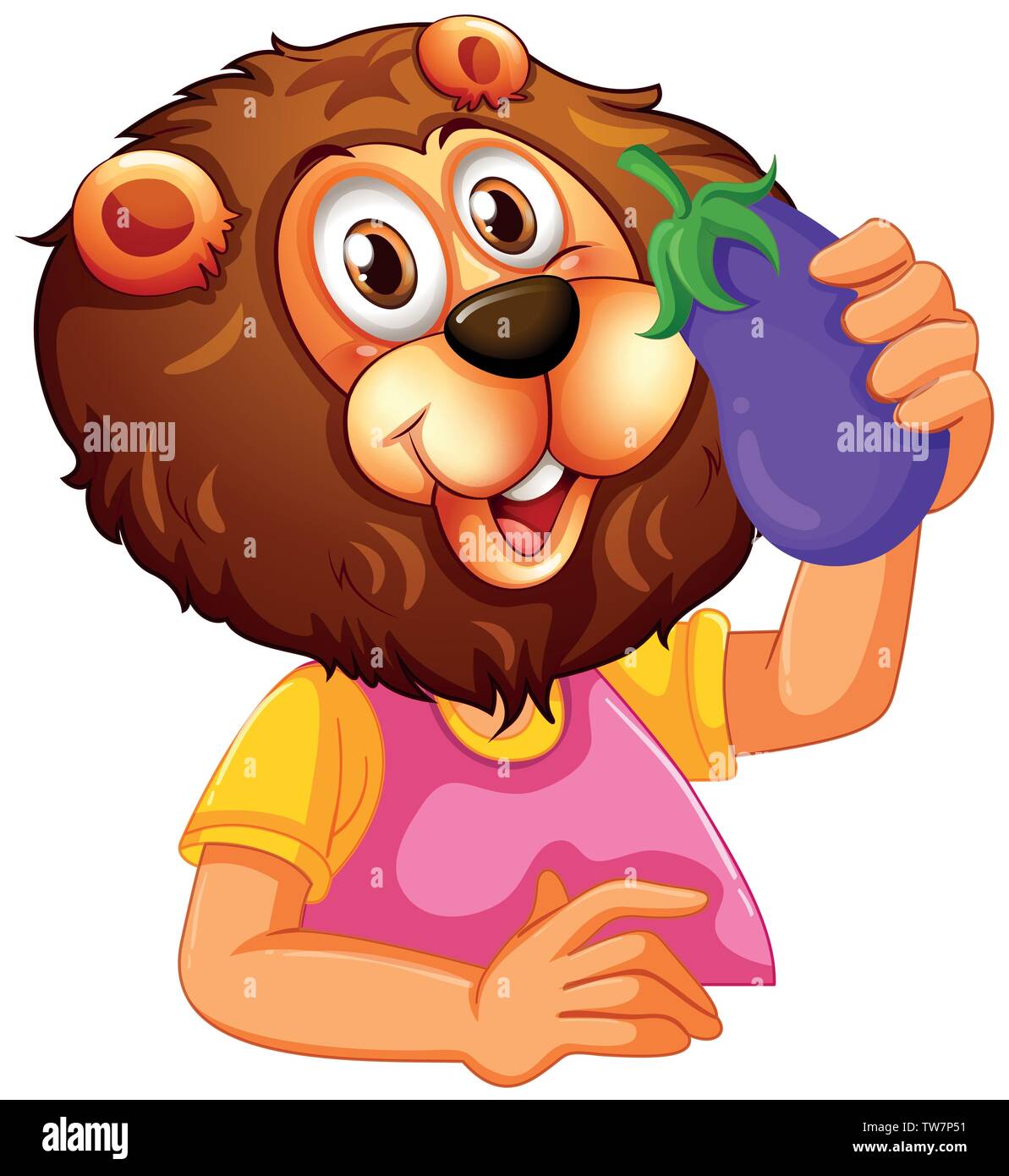 Lion mangiare illustrazione di melanzane Illustrazione Vettoriale