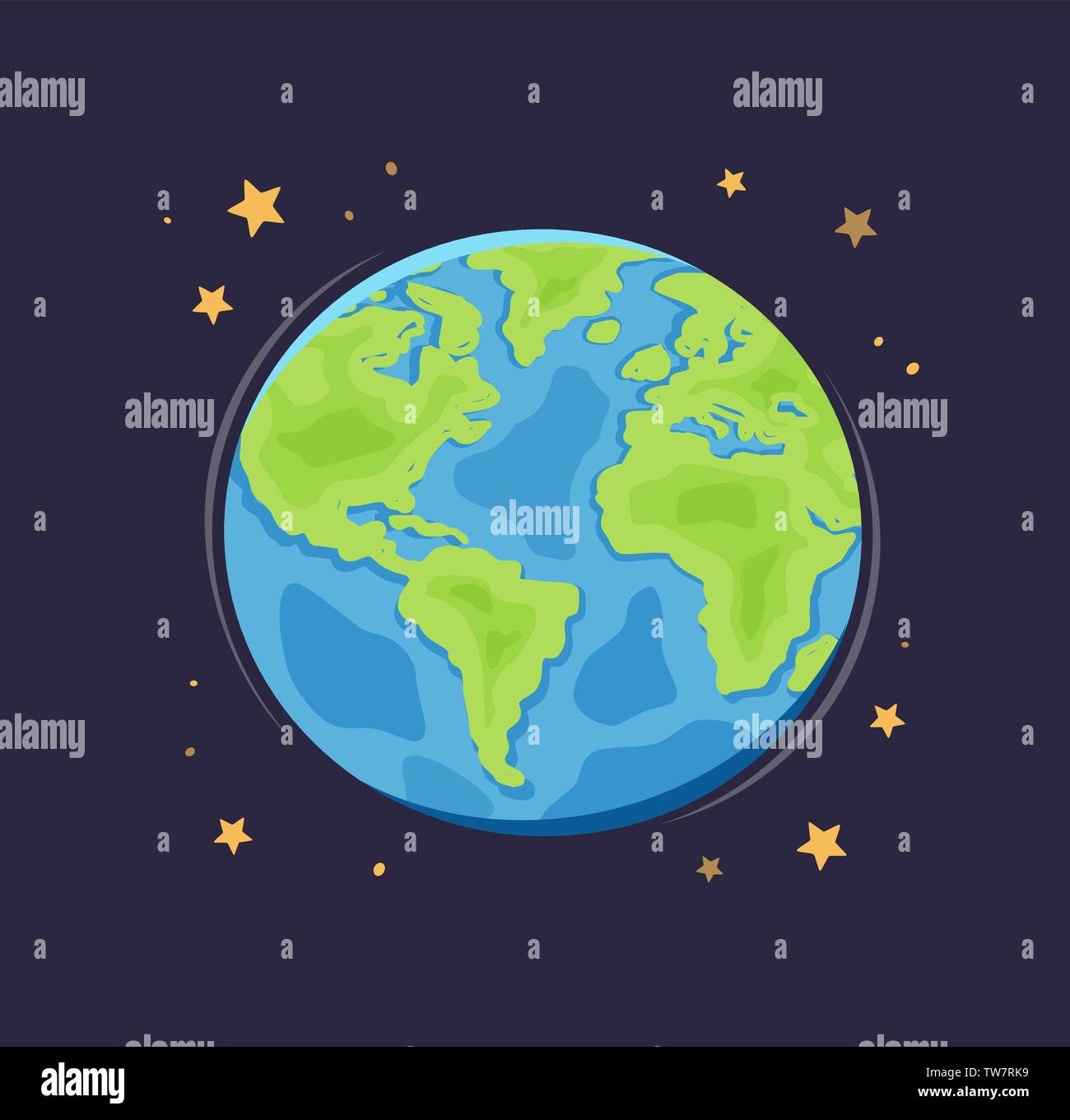 Mondo pianeta Terra nello spazio. Mondo del fumetto illustrazione vettoriale Illustrazione Vettoriale