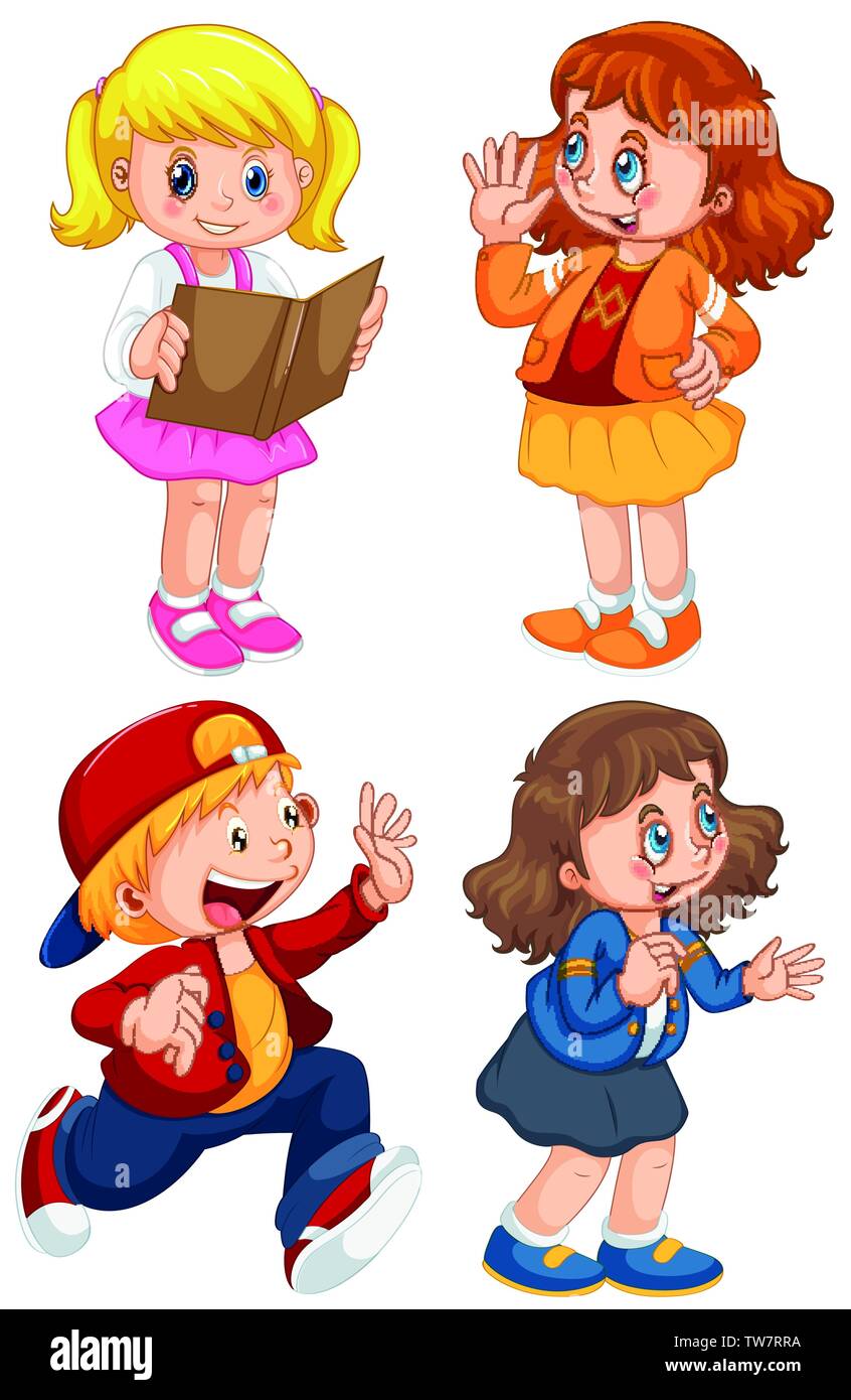 Set di caratteri per bambini illustrazione Illustrazione Vettoriale
