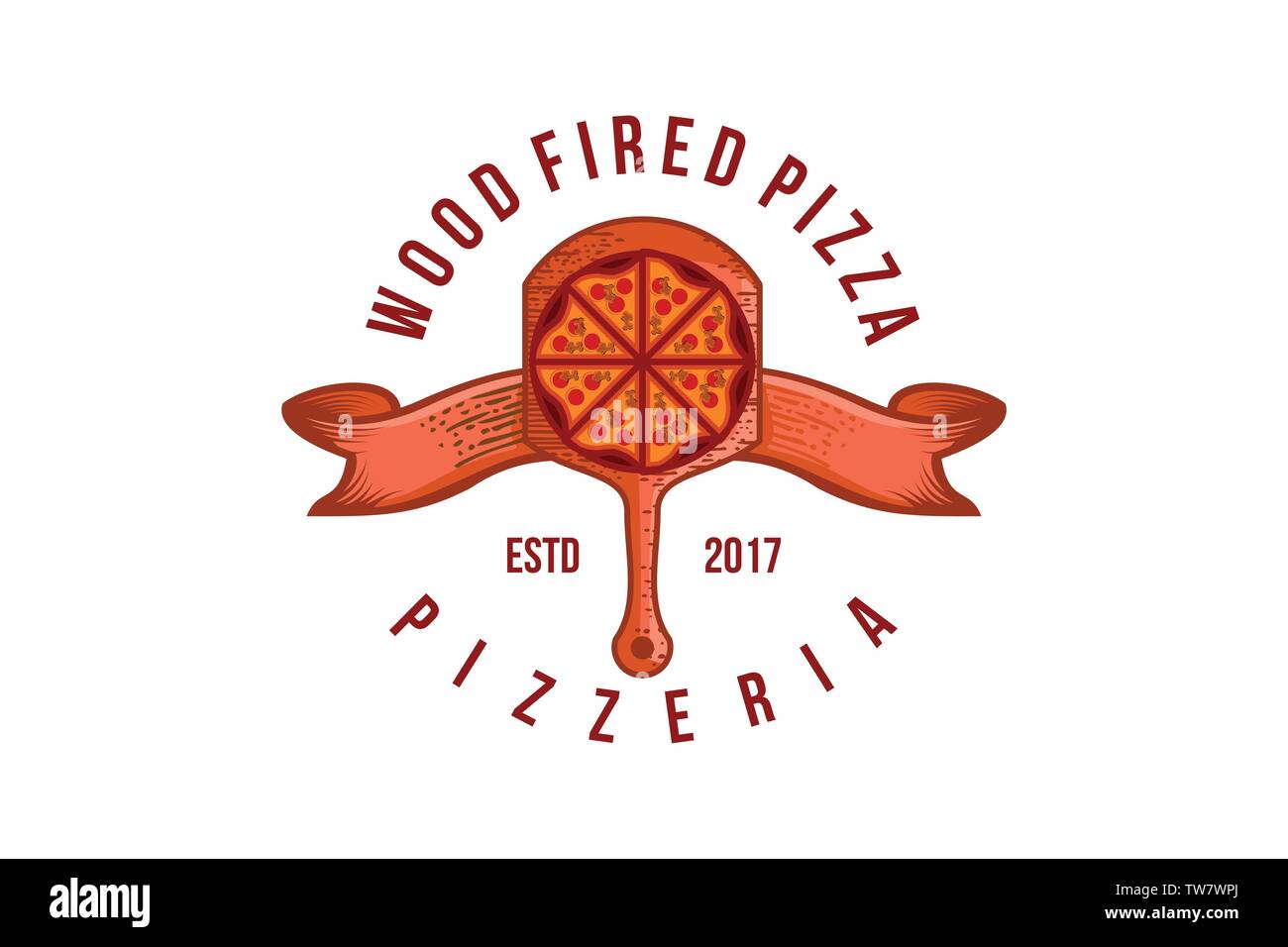Vintage pizza al forno a legna disegni logo ispirazione isolata su sfondo  bianco Immagine e Vettoriale - Alamy