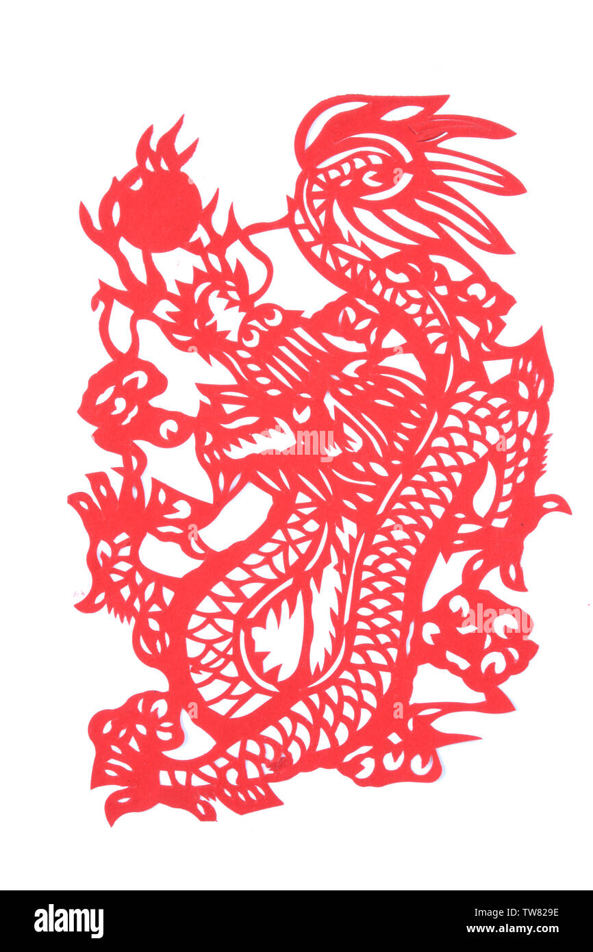 Carta-cut dragon dello zodiaco Foto Stock