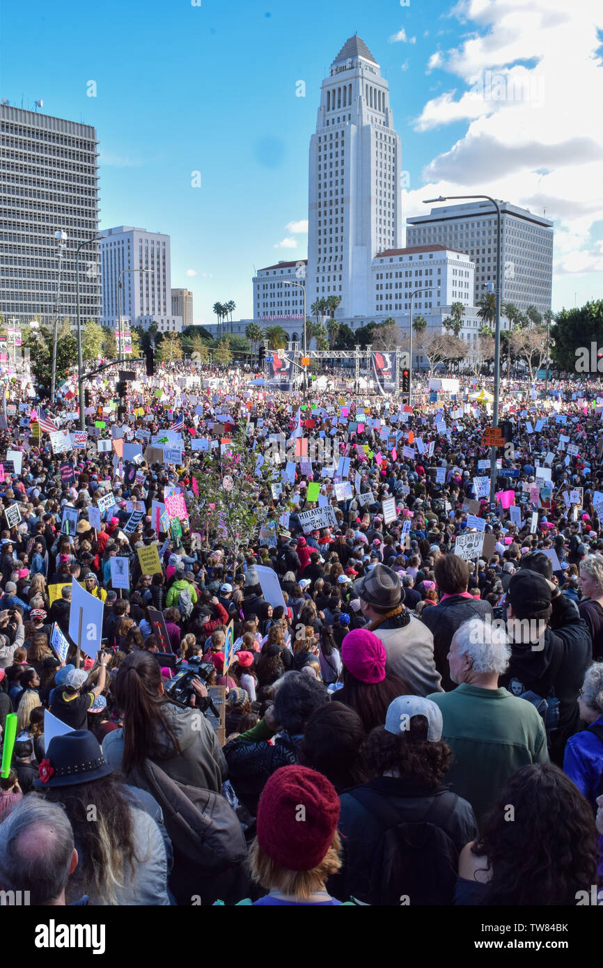 Le donne nel Marzo del 21 gennaio 2017, Los Angeles in California. Foto Stock