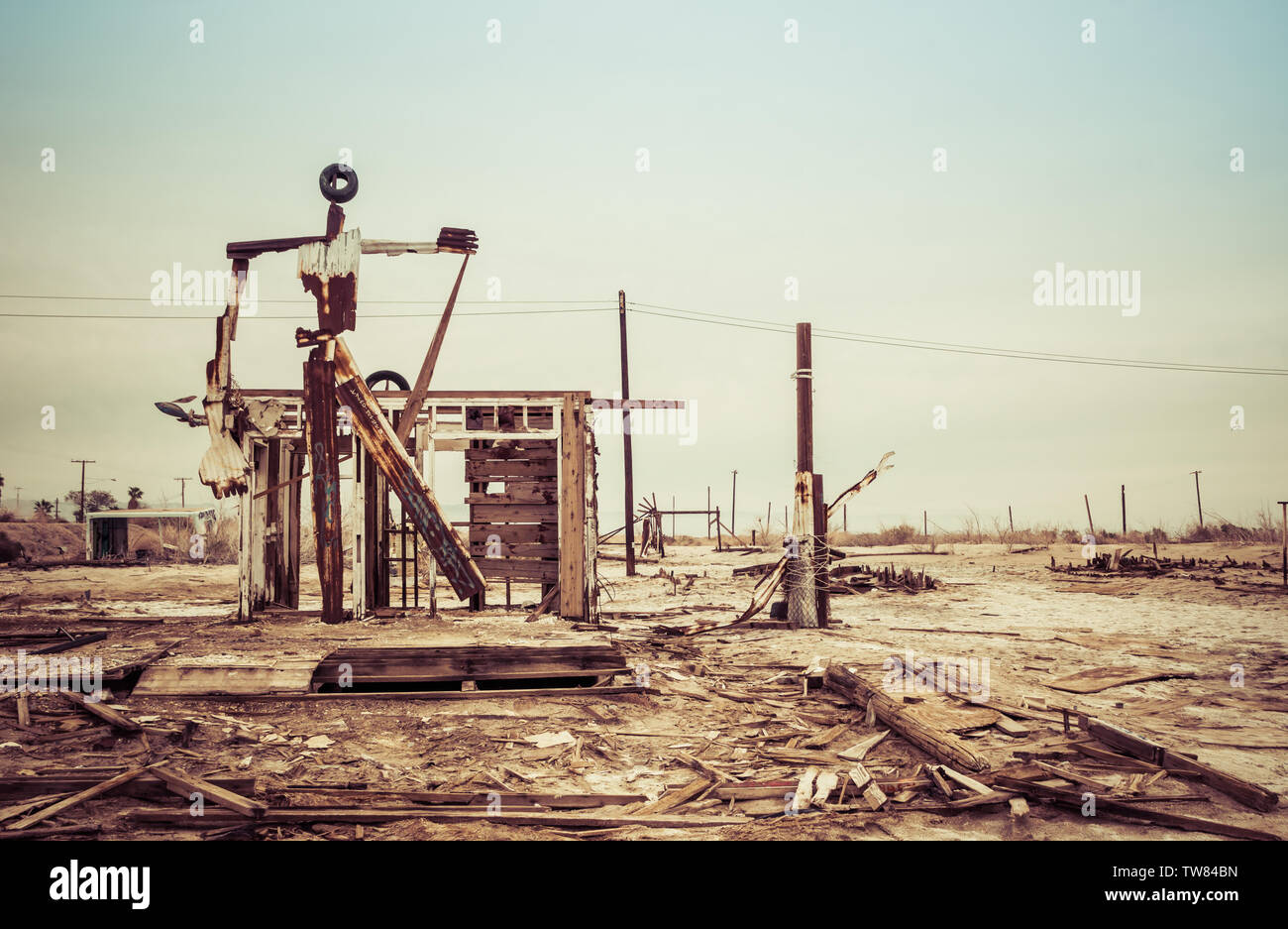 Fatiscente casa in abbandonato località di Bombay Beach. Salton Sea California Foto Stock