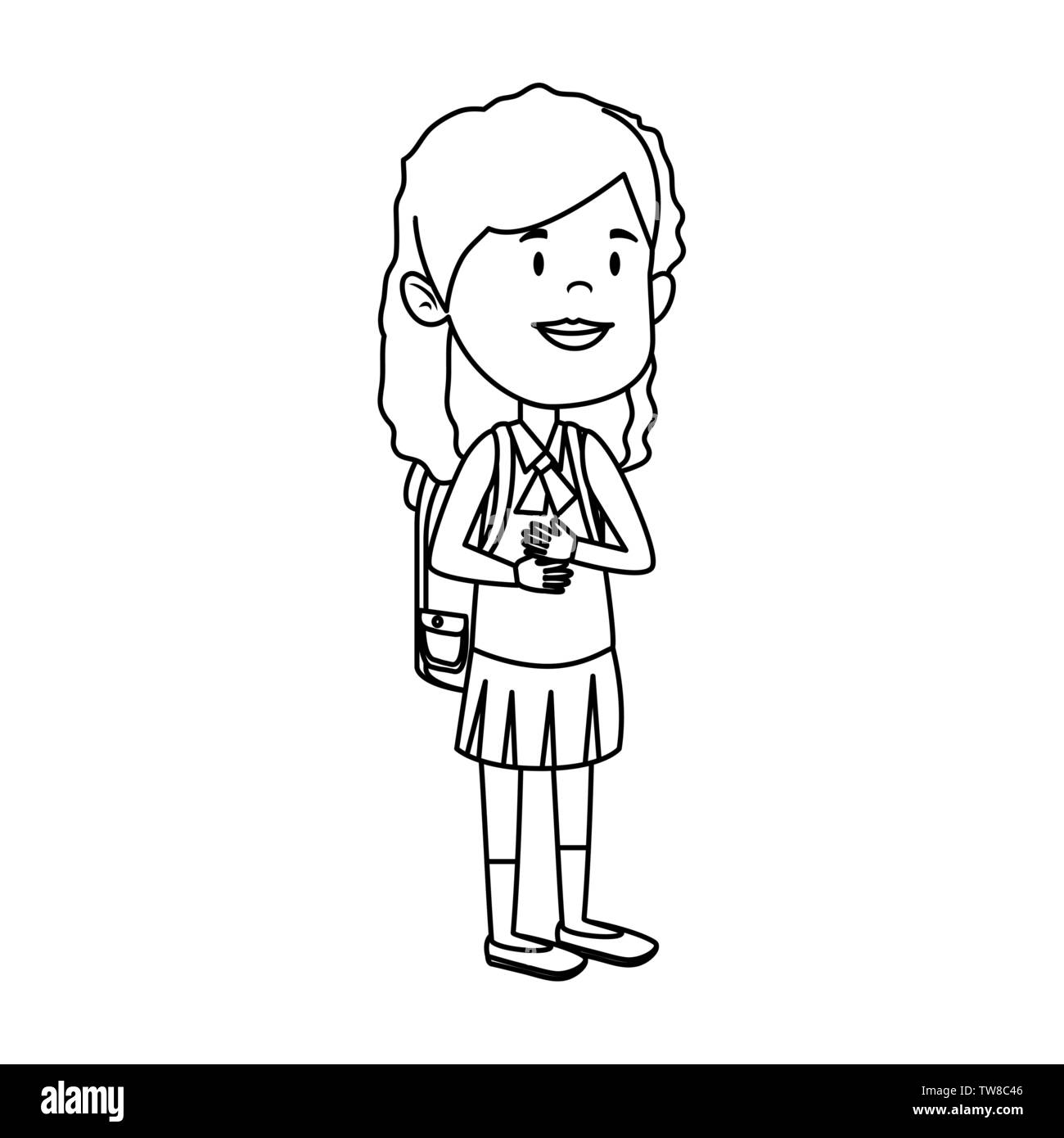 Felice ragazza dello studente con la scuola in borsa Illustrazione Vettoriale