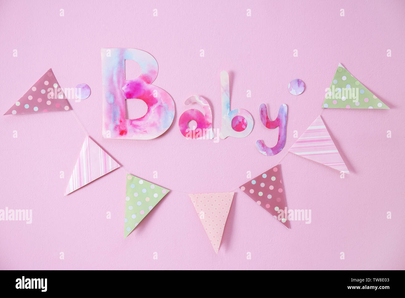 Shabby Chic rosa e oro baby shower decorazioni e tabella Foto stock - Alamy