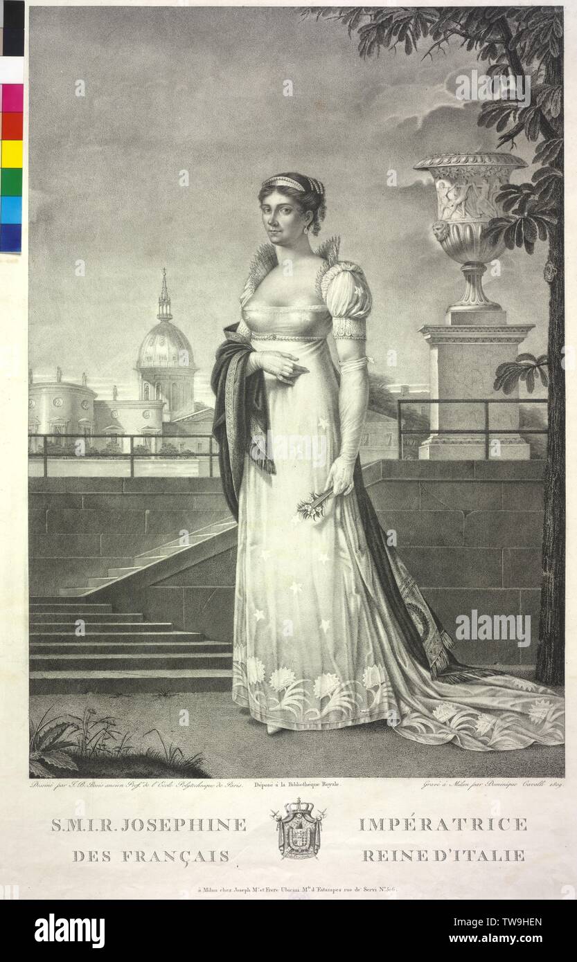 Giuseppina, imperatrice di Francia, imbianchini / Incisione Incisione di Domenico Cavalli sulla base di un disegno di Jean Baptiste François Bosio. stemma, Additional-Rights-Clearance-Info-Not-Available Foto Stock