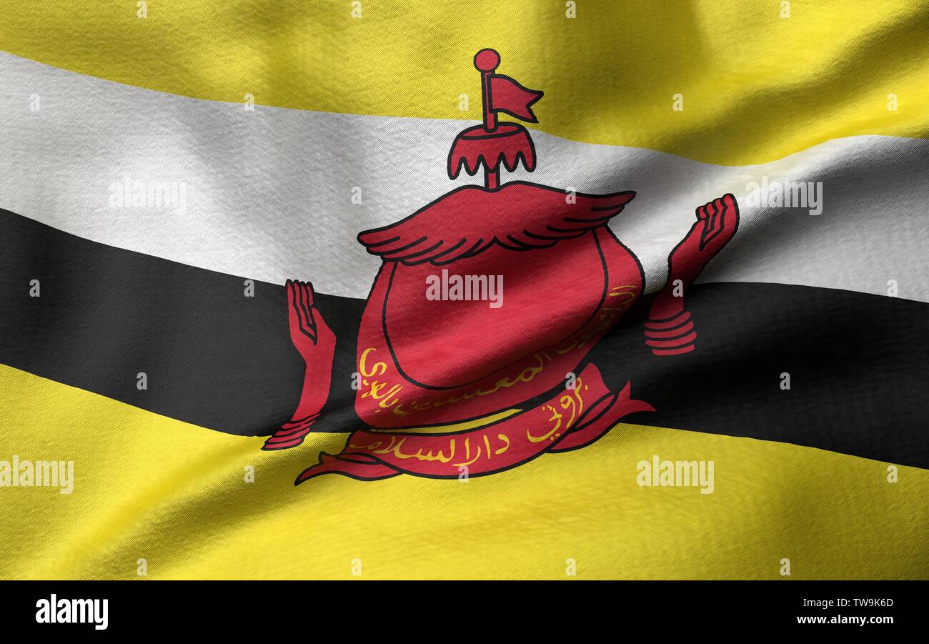 3D illustrazione del Brunei Bandiera Foto Stock