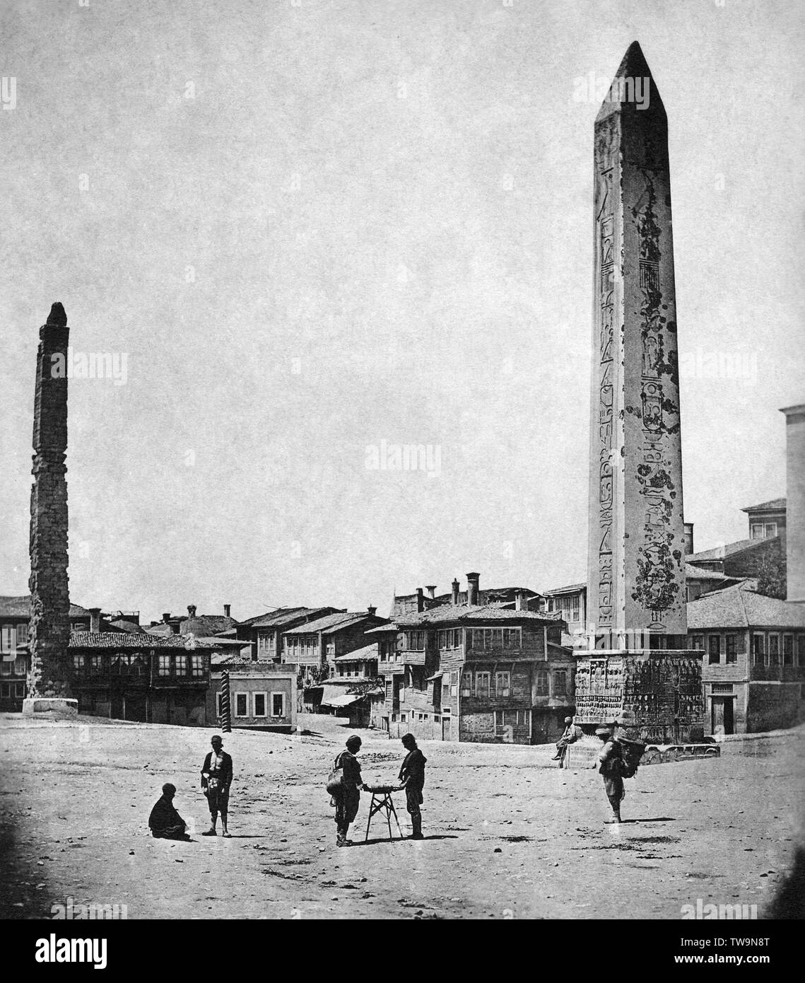 La Turchia, Costantinopoli, Theodorian ippodromo e Heliopolis obelisco, 1900 Foto Stock