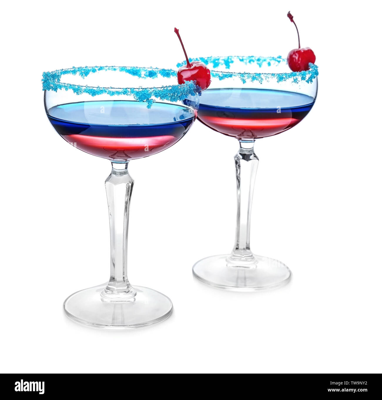 Cocktail stratificata nei colori della bandiera americana su sfondo bianco Foto Stock