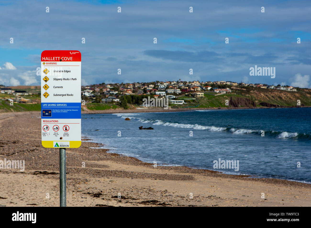 Hallett Cove Beach dal parco di conservazione in Hallett Cove Australia del Sud il 19 giugno 2019 Foto Stock