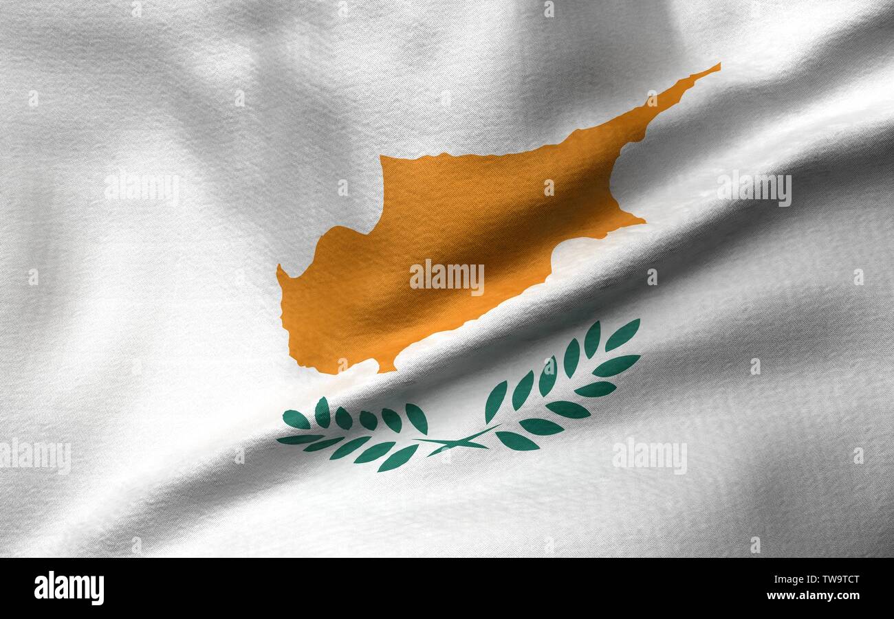 3D illustrazione della Bandiera di Cipro Foto Stock