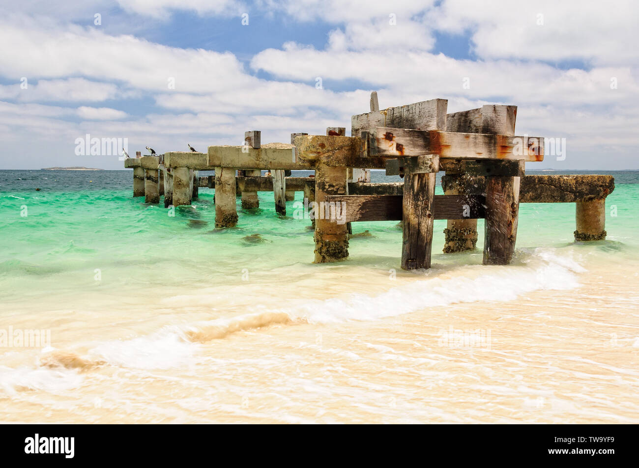 I resti del vecchio molo - Jurien Bay, WA, Australia Foto Stock