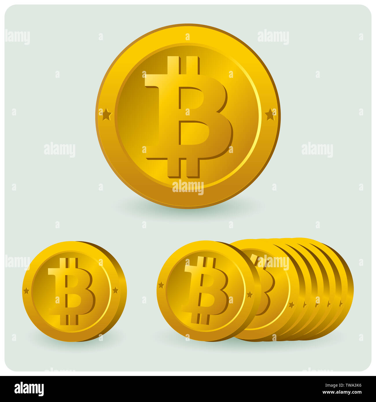Simbolo di valuta digitale Bitcoin. Moneta di criptovaluta d'oro bitcoin valuta btc. Foto Stock
