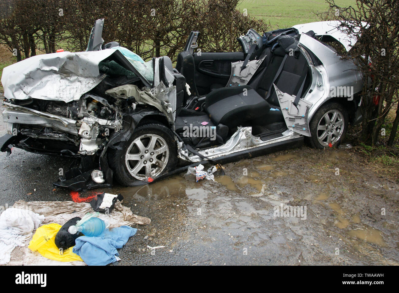 Car crash, morte sulla strada Foto Stock