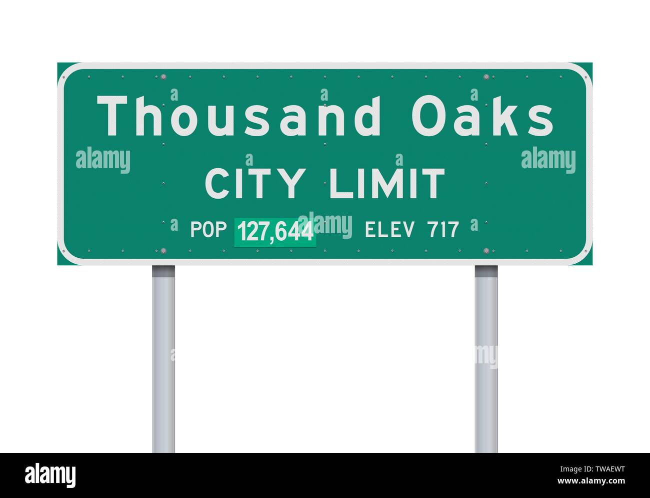 Illustrazione Vettoriale della Thousand Oaks Città verde limite cartello stradale Illustrazione Vettoriale