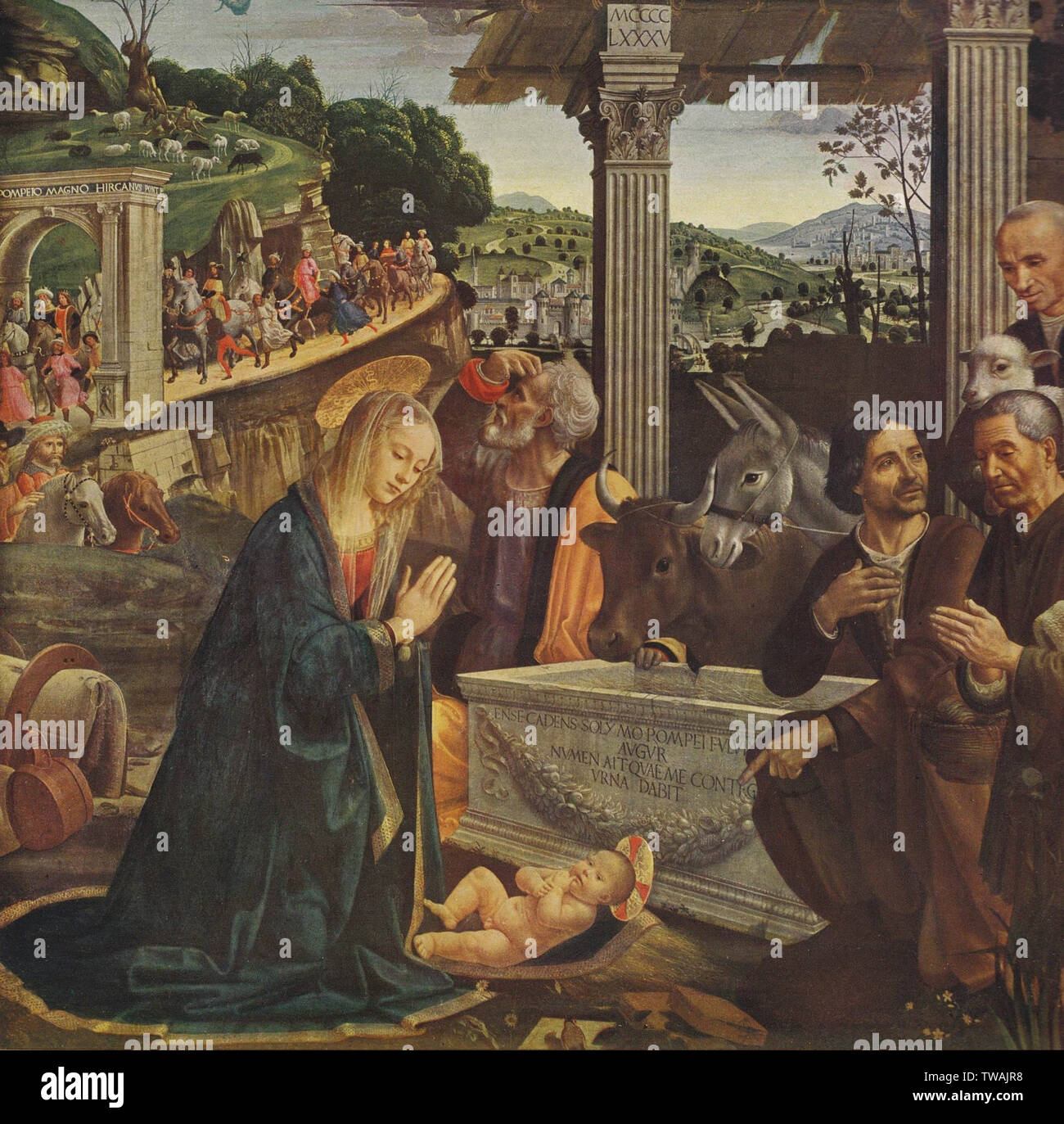Domenico Ghirlandaio - Adorazione dei pastori 1485 Foto Stock