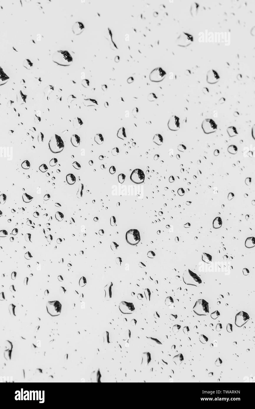 Sfondo di gocce di acqua su vetro Foto Stock