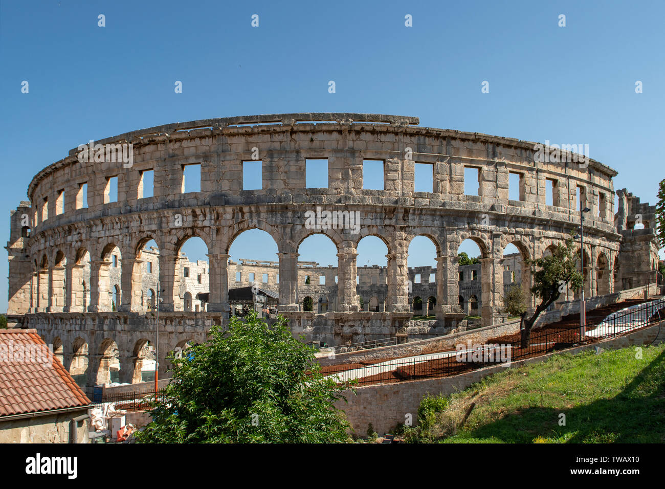 Anfiteatro romano a Pola, Croazia Foto Stock